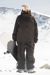 Women's Coffee Dual-Vent Minimalist Waterproof Insulated Snow Jacket